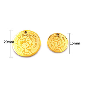 Pendentif rond en acier inoxydable plaqué or 18 carats, charme Empress Queen, pièce de monnaie anglaise Elizabeth, <span class=keywords><strong>petit</strong></span> pendentif princesse <span class=keywords><strong>prince</strong></span> - Product Image 3