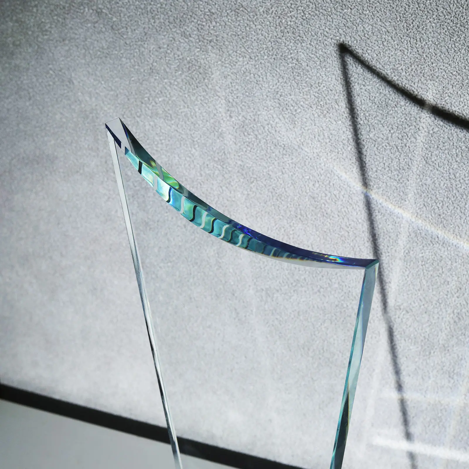Персонализированная награда из прозрачного хрусталя с синей стеклянной основой для лазерной гравировки цветной УФ-печати