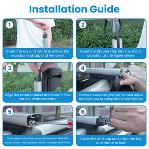 Aluminum Roof <b>Rack</b> Cross Bars 1.22m 176lbs Capacity Universal Fit for Most Vehicles Raised Car <b>Racks</b> D0100XUZWKA 1 22m Thick - Product Image 4