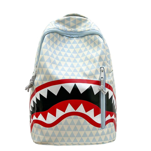 Modisches geometrisches Muster für Hai Mund Design Rucksack für Paare Trendy Casual School Reisetasche Reiß verschluss für Jugendliche - Product Image 2