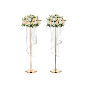 Centro de Mesa Alto Dorado con Flores Artificiales y Cristales para Decoración de Bodas, Candelabro, Centro de Mesa, Cartón, Annielu <span class=keywords><strong>AL</strong></span>-CPA10 - Product Image 1