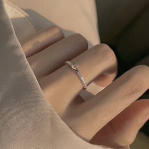 Swan Ring For Women Silver Minimalist Index Finger Jewelry Gift Pave Setting Animal Zodiac Fashion Ring - Product Image 4
