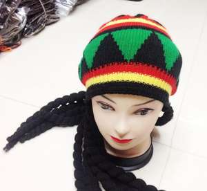 หมวกราสต้าพร้อมเดรดล็อคสีดำหมวกวิกผมถักอบอุ่นสำหรับเทศกาลคอสเพลย์สำหรับผู้ชายผู้หญิง - Product Image 5