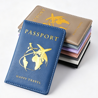 Dompet Penjepit Kartu Identitas dan Paspor, Kantong Kulit PU, Pelindung Paspor untuk Wanita Pria, Tempat Paspor Perjalanan