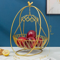 Décoration d'intérieur de luxe : Panier à fruits suspendu en fil métallique doré, support de rangement pour fruits sur comptoir de cuisine, étagère à paniers