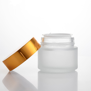 Emballage cosmétique de luxe personnalisé rond de 200 g pour soins de la peau, 200 ml, 250 ml, pot en verre transparent givré vide pour gommage corporel, couvercle doré - Product Image 3