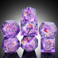 Dés à jouer Dragon à cœur liquide scintillant |   Lots en gros de dés DND pour jeux de rôle, cadeaux sur le thème enchanté