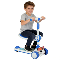 Trottinette pliable pour enfants avec siège, musique, plateau lumineux, trottinette à pousser et à rouler pour enfants