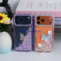 Coques de téléphone transparentes adhésives pour filles, motif papillon tendance avec strass, pour iPhone 17-15 Pro Max