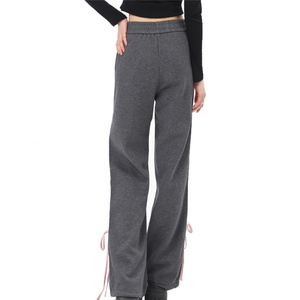 Pantalon de survêtement décontracté pour femme, coupe droite, version étroite, avec nœud et trois bandes, design mode, qualité supérieure, vente en gros - Product Image 6
