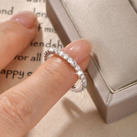 Bagues d'éternité en moissanite VVS1 couleur D taille brillant certifiées GRA 2 mm serties clos, pour femme, style promesse, empilables, tendance, en or 14K