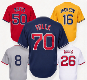 Pour Boston, pour Betts # 50 Tolle # 70 Jackson # 16 rouleaux # 26 maillots de baseball unisexes à manches courtes, chemises de sport imprimées et cousues - Product Image 1