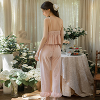 SADI 7616 Robe boutonnée à col en V, style camisole, à manches trois-quarts, respirante, rembourrée, imprimée à effet feuille d'argent et aspect velours, avec pantalon