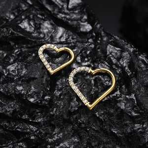 Anneau de nez percé Daith en forme de cœur, grade d'implantation ASTM F136, diaphragme 16G, <span class=keywords><strong>clicker</strong></span>, tragus, boucle d'oreille en cuir, bijoux de corps en gros - Product Image 4