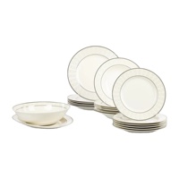 Service de table en porcelaine fine (20 pièces) avec motifs dorés pour 6 personnes – Nouvelle collection, directement de l'usine