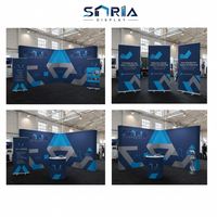 Fondo de tela tensada de aluminio plegable portátil de 8x8 pies para fotomatón, pancarta impresa por sublimación para eventos