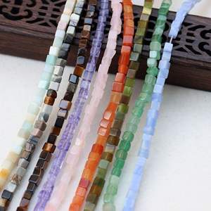 Cuentas espaciadoras <span class=keywords><strong>de</strong></span> cubo Natural, 4x4mm, cuarzo rosa, lapislázuli, piedras preciosas, cuentas cuadradas sueltas para fabricación <span class=keywords><strong>de</strong></span> joyas DIY, 38cm/hebra - Product Image 1