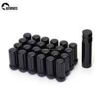 Tuerca de rueda de acero negro M14x1.5 de 2 pulgadas de altura, 7 estrías, Grado 6.8, ajuste universal, 51 mm, prueba de pulverización salina de 72 horas