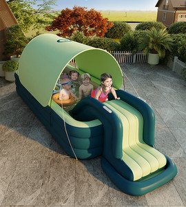 <span class=keywords><strong>Piscine</strong></span> gonflable familiale <span class=keywords><strong>hors</strong></span> <span class=keywords><strong>sol</strong></span> à 3 couches pour jardin, idéale pour les fêtes en plein air, avec toboggan et <span class=keywords><strong>auvent</strong></span> - Product Image 4