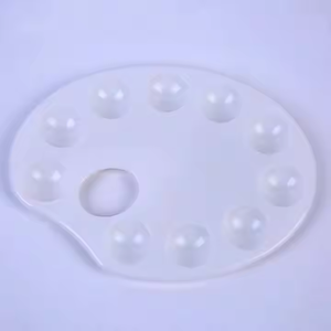 Xin Bowen Palette d'artiste en plastique de forme ovale de couleur blanche à conception <span class=keywords><strong>simple</strong></span> Palette de peinture <span class=keywords><strong>aquarelle</strong></span> vide pour fournitures d'art - Product Image 3