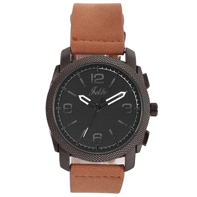 Men's Luxury Sports Watch with Personalized Alloy Dial Quartz Movement Leather Band 24mm Width Pointer Display