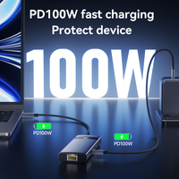 Jasoz Aluminium Alloy Type C USB Hub 8 in 1 Multiport Adapter 4K HD 100W 3.0 2.0 Docking Station untuk Laptop MacBook Tersedia