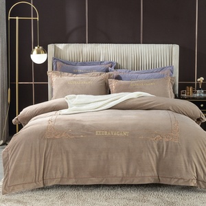 Fluffy <strong>Comforter</strong> Sets Bedding Set Luxury Embroidery Bedding Set Fleece