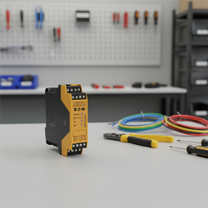 Relais de sécurité EATON ESR5-NO-41-24VDC, quatre langues de programmation, fonctionnement basse consommation, pour commande de moteur de grue portuaire - Product Image 1