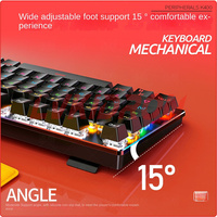 Keyboard 87 kunci mekanis, kabel USB ergonomis dengan lampu latar untuk komputer PC, Set up, Gamer Gaming