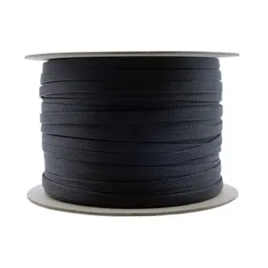 Siyah PET genişletilebilir aleve dayanıklı örgülü kablo kılıfı 3mm ~ 100mm örgülü örgü kılıfı kabloyu korumak için