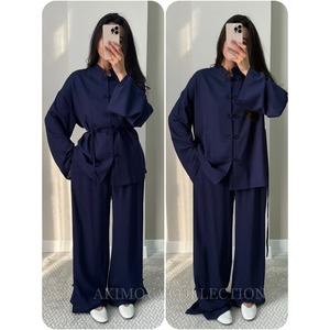 2026 Nova Coleção Primavera Atacado Conjunto de 2 Peças Estilo Neo-Chinês com Botão de Sapo, Gola Alta Chique Francesa, Calças de Perna Larga Soltas, Traje Branco Elegante - Product Image 6
