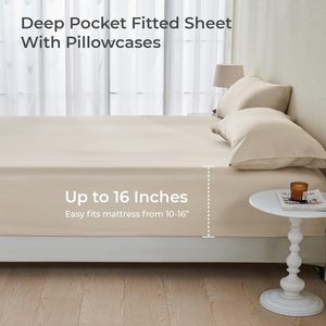 <span class=keywords><strong>Drap</strong></span>-<span class=keywords><strong>housse</strong></span> et taies <span class=keywords><strong>d</strong></span>'oreiller en viscose de bambou à 4 sangles de refroidissement super doux avec poche de 16 "avec sangles <span class=keywords><strong>d</strong></span>'angle élastiques - Product Image 2