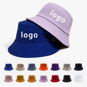 หมวกบัคเก็ตผ้าฝ้าย unisex สีทึบหมวกชายหาดกว้างปรับแต่งได้ดีไซน์โลโก้ปัก3D ได้ - Product Image 1