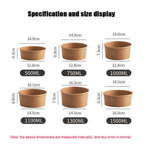 Wholesale Full Box Round Light Food Bowl Thickened Packing Box Disposable Paper Bowl Take-Out <b>Lunch</b> Box Kraft Paper Bowl - Product Image 3