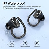 Écouteurs Bluetooth sportifs HE059 avec crochet d'oreille, certifiés CE FCC Rohs, pour le jogging et l'entraînement, étanches IP7, basses profondes, stéréo, écouteurs sans fil TWS