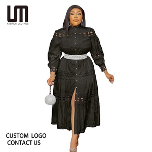 <span class=keywords><strong>Liu</strong></span> Ming Vintage venta al por mayor mujeres Sexy negro encaje fiesta más tamaño grande hueco africano Maxi vestido - Product Image 1