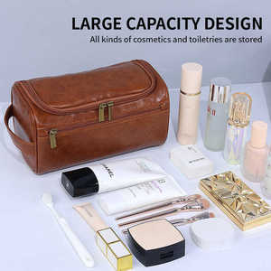 HANFEIZI Trousse de Toilette et de Maquillage Portable Grande Capacité en Cuir PU Imperméable Style Rétro pour Homme, Idéale pour le Voyage - Product Image 6