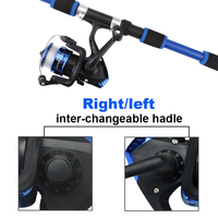 Ensemble combiné de poteau télescopique portable et de moulinet de filature canne à pêche extensible pour la pêche à la carpe d'eau douce dans les ruisseaux et les lacs