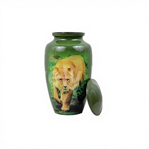 Urnas de Cremación de Aluminio con Esmalte de León - Product Image 1