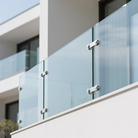 Balustrade moderne sans cadre en verre dépoli, finition miroir en acier inoxydable résistant à la rouille, pour terrasse de piscine, garde-corps d'escalier pour hôtels de luxe