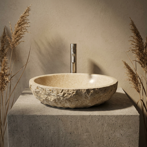Lavabo <span class=keywords><strong>da</strong></span> <span class=keywords><strong>Appoggio</strong></span> Rotondo in Marmo Naturale Moderno Aquarius con Finitura Spazzolata Eco-Friendly <span class=keywords><strong>per</strong></span> <span class=keywords><strong>Bagno</strong></span> - Product Image 4