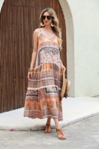 Mode élégant Boho Floral Paisley rayé fil Crochet dentelle Tropical Patchwork imprime <span class=keywords><strong>romantique</strong></span> Dates vacances <span class=keywords><strong>longue</strong></span> <span class=keywords><strong>robe</strong></span> - Product Image 3