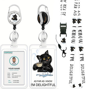 Wholesale Fashion Cute Kitty UV Badge Holder with Lanyard ID Holder Badge Reel