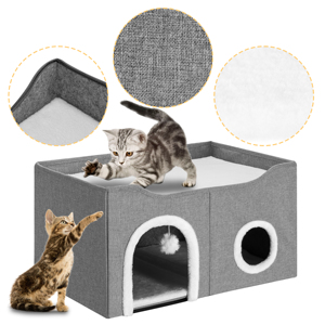 Luxus Katzen bett Cave Condo mit Dual Scratcher Panels Soft Kitty <span class=keywords><strong>Cat</strong></span> House - Product Image 2