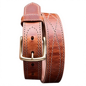 Ceintures en cuir de qualité pour hommes, forme rectangulaire, boucle en acier, style vintage, ceinture faite à la main, cadeau de luxe, premium - Product Image 5