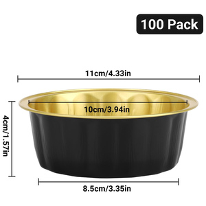 125ml Disposable Food-grade Black Gold Muffin <b>Cupcake</b> Aluminum Foil Tray Round Mini Baking Cups Plastic Lid - Product Image 2