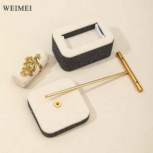 WEIMEI Ensemble de présentoirs à bijoux en microfibre beige Collier Bague Vitrine - Product Image 4