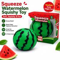 Jouet Squishy Géant Pastèque à Presser, Jouet Anti-Stress en Forme de Fruit Rempli de Liquide avec Boîte d'Affichage Couleur
