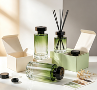 Bouteille diffuseur de parfum en verre de 200 ml avec bouchon et bâtonnets diffuseurs, flacon diffuseur aromatique en verre avec boîte – Vente en gros