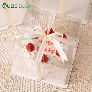 Hộp bánh cưới/sinh nhật nhựa PET trong suốt lớn, kích thước 6/8/10/12 inch, đóng gói mang đi, bán sỉ - Product Image 4